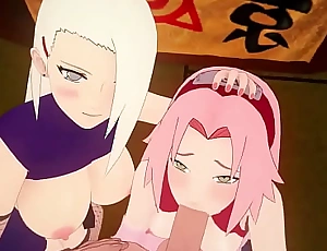 NARUTO 3D HENTAI: Kunoichi Sluts Ino increased by Sakura thanking their trickster Naruto
