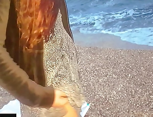 Stranger fuck and cum in camiknickers at bottom the beach