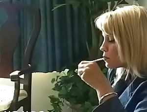 Couple takes turn oraly enjoyable backup while smoking