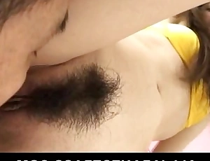 Asian slut gets her hairy cunt ruptured and fucked