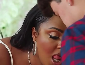 Bbw ebony gets her pussy and big pair fucked by lil guy