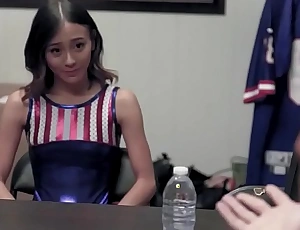 Tiny asian cheerleader jasmine grey will do everything desolate to pass the auditions and showed her fucking skills with her motor coach brad newman