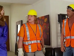 Whiteghetto horny housewife gangbanged at the end of one's tether construction workers