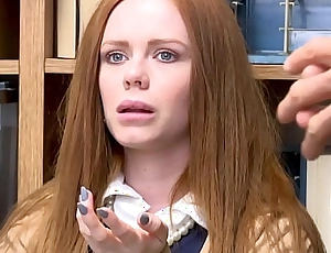 Dispirited thick redhead teen with a juicy ass ella hughes caught shoplifting jewelry fucked overwrought mall cop
