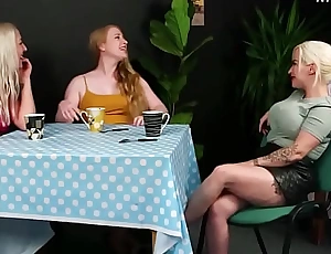 Cfnm babes smouldering older guys dick in the cafe