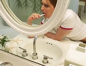 Teen stepdaughter brushing teeth fuck pov