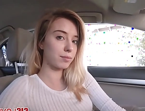 Hot fair-haired teen stepsister fucked by brother in the matter of his car