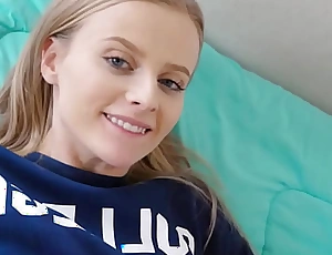 Blonde tiny teen step sister paris white punished by step brother for wearing his college shirt pov