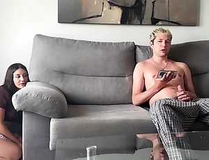 I Just Wanted Prank My Step Brother... But He Start Jerk Off on the Couch Thinking He Alone in Room