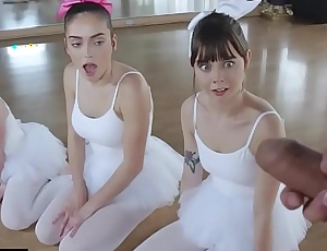 Adaptable ballerina teens disobeyed by a new perv motor coach