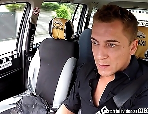 Czech blonde rides taxi-cub driver in the backseat